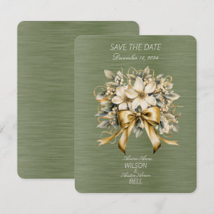 Witte Winterbes Groene Blad Gouden Lint Kerstmis RSVP Kaartje