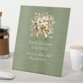 Witte Winterbes Teken Ons Trouwgastenboek Reclamebord Met Voetstuk (Insitu)