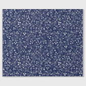 Witte winterbessen op de marine cadeaupapier (Vlak)