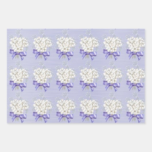 Witte winterbessen Paarse lint kerst Inpakpapier Vel (Voorkant 2)