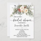 Witte Winterbloemen Bruiloftsborrel Kaart (Voorkant)