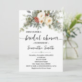 Witte Winterbloemen Bruiloftsborrel Kaart (Staand voorkant)