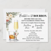 Witte Winterbloemen Bubbles & Bourbon Bruiloft Kaart (Voorkant)