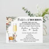 Witte Winterbloemen Bubbles & Bourbon Bruiloft Kaart (Staand voorkant)