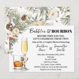 Witte Winterbloemen Bubbles & Bourbon Bruiloft Kaart