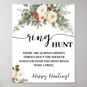 Witte Winterbloemen Ring Jacht Douche Spel Bord Poster