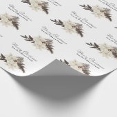  witte winterbloemen vrolijk kerstfeest cadeaupapier (Hoek)