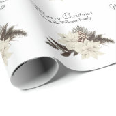  witte winterbloemen vrolijk kerstfeest cadeaupapier (Rol Hoek)