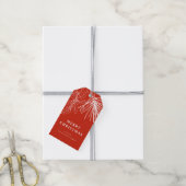 Witte Winterden Botanisch Rode Kerstmis Cadeaulabel (Met Touw)