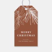 Witte Winterden Botanische Terracotta Kerst Cadeaulabel (Voorkant)