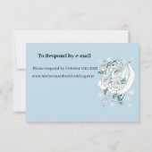 Witte WinterDragon Sneeuwvlokken Blauw RSVP Kaartje (Achterkant)