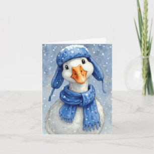 Witte Wintergans Met Blauwe Sjaal Kaart