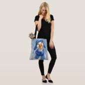 Witte Wintergans Met Blauwe Sjaal Tote Bag (Op model)