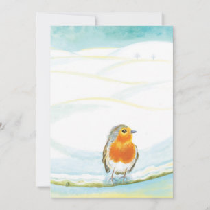 Witte winterlandschapillustratie met roodborstje kaart
