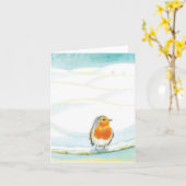Witte winterlandschapsillustratie met roodborstje  kaart (Gele Bloem)