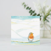 Witte winterlandschapsillustratie met roodborstje kaart (Staand voorkant)