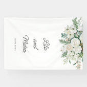 Witte winterrozen huwelijksontwerp spandoek (Horizontaal)
