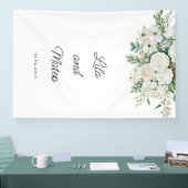 Witte winterrozen huwelijksontwerp spandoek (Beurs)