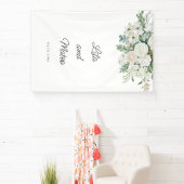 Witte winterrozen huwelijksontwerp spandoek (Insitu)