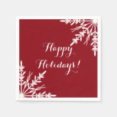 Witte wintersneeuwvlokken op rode Prettige feestda Servetten (Voorkant)
