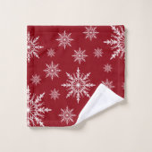 Witte wintersneeuwvlokken op rood bad handdoek (Wasdoekje)