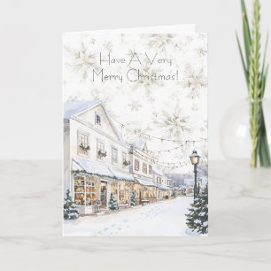 Witte wintervlokken Kerststad Kaart