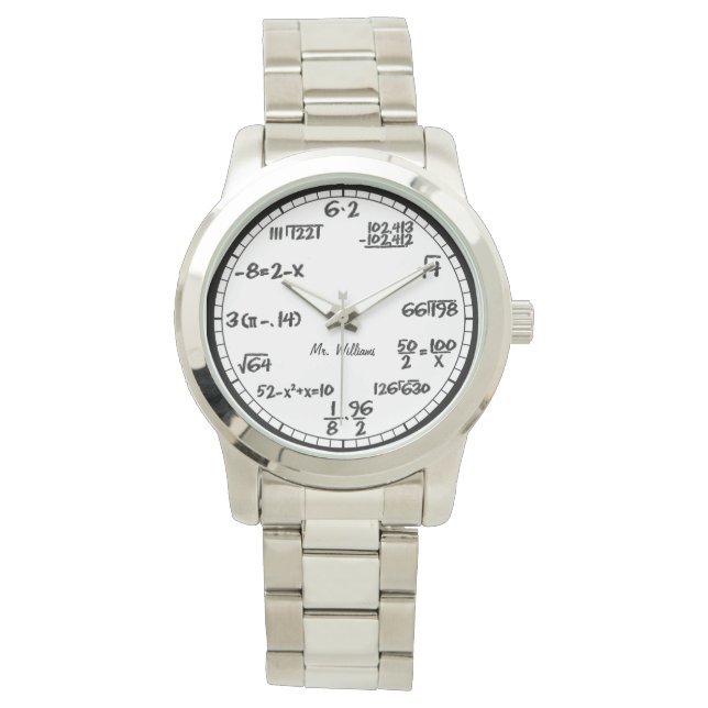 Witte Wiskunde vergelijkingen Aangepast horloge (Voorkant)