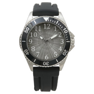 Witte wisselende spaken op zwart, mannen horloge