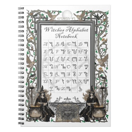 Witte witches voor alfabet notebook notitieboek (Voorkant)
