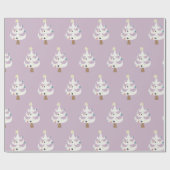 Witte witte kerstbomen op Paars Cadeaupapier (Vlak)