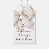 Witte Witte Lint Bruidsfeest Bedankt Cadeaulabel (Voorkant)