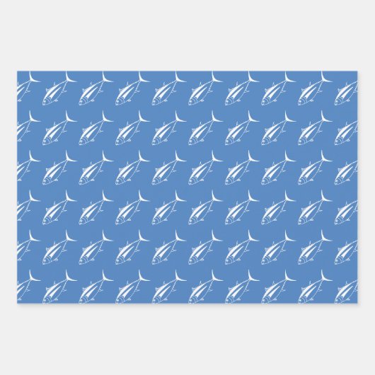 Witte witte tonijn op Egeïsche Blauw in Groot Inpakpapier Vel (Voorkant 3)