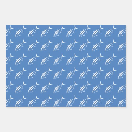 Witte witte tonijn op Egeïsche Blauw in Groot Inpakpapier Vel (Voorkant)