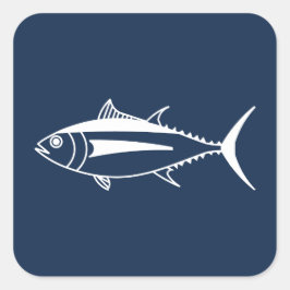 Witte witte tonijn Vis op marineblauw Vierkante Sticker