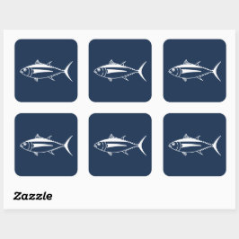 Witte witte tonijn Vis op marineblauw Vierkante Sticker