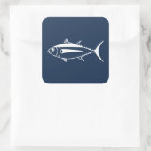 Witte witte tonijn Vis op marineblauw Vierkante Sticker (Tas)