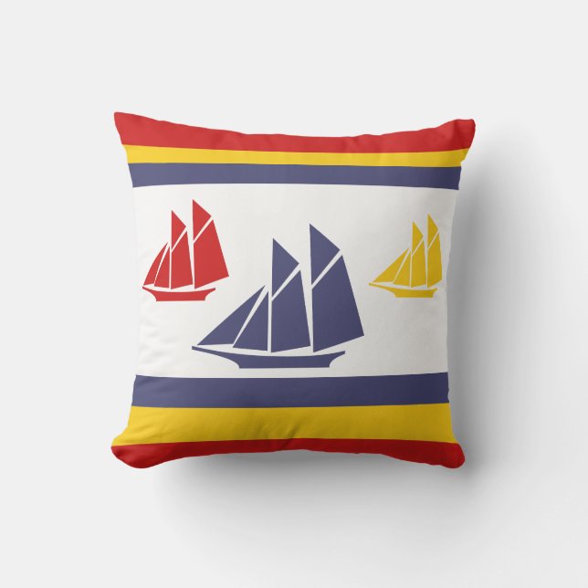 witte witte zeeschip (PILLOW) Buitenkussen (Voorkant)