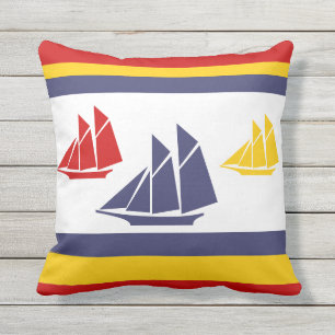 witte witte zeeschip (PILLOW) Buitenkussen