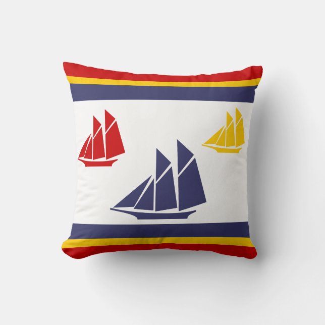 witte witte zeeschip (PILLOW) Kussen (Voorkant)