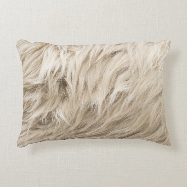 Witte wol pluizige textuur achtergrond accent kussen (Voorkant)
