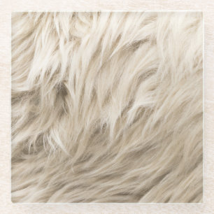 Witte wol pluizige textuur achtergrond glazen onderzetter