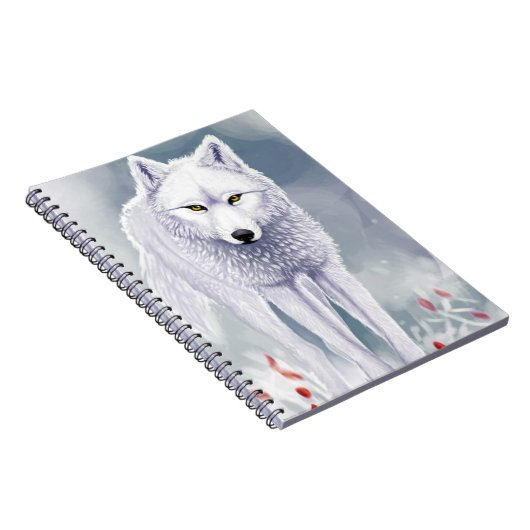 Witte wolf (80 pagina's met zwarte lijnen) notitieboek (Rechterzijde)