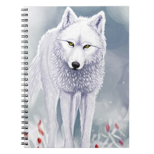 Witte wolf (80 pagina's met zwarte lijnen) notitieboek (Voorkant)