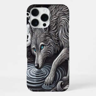 Witte Wolf bij Maneschijn iPhone 16 Pro Max Hoesje