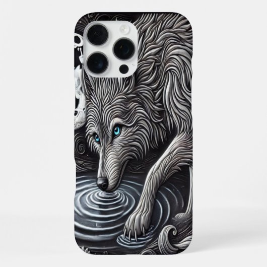 Witte Wolf bij Maneschijn iPhone Hoesje (Achterkant)