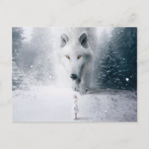 Witte wolf briefkaart