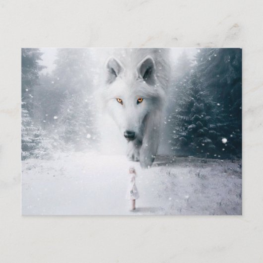 Witte wolf briefkaart (Voorkant)