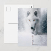 Witte wolf briefkaart (Voorkant / Achterkant)