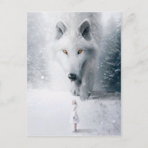 Witte wolf briefkaart