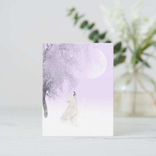 Witte wolf briefkaart (Staand voorkant)